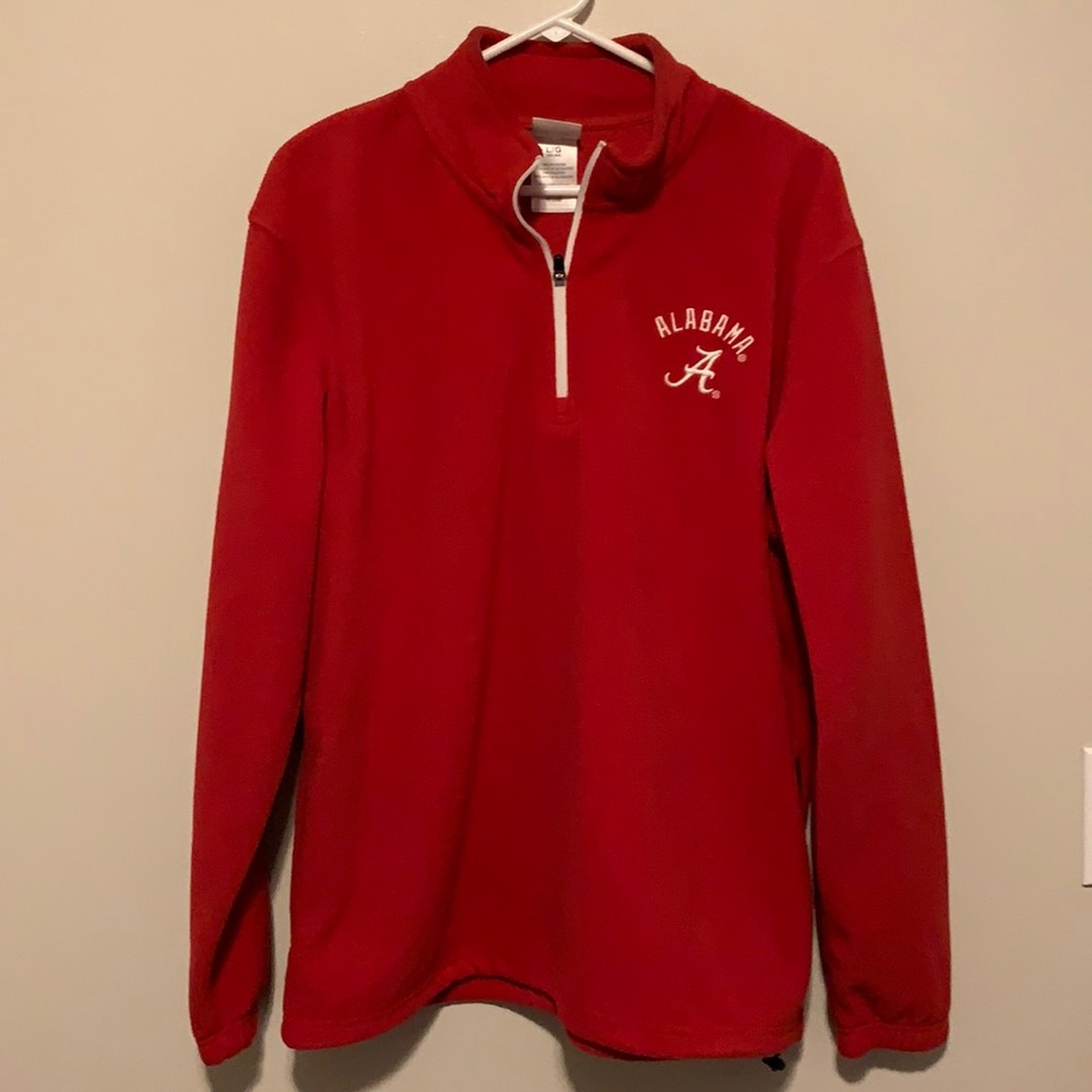 Knights Apparel Red Men Long Sleeve Alabama 1/4 Zip Up Pull Over Sweatshirt Sz L